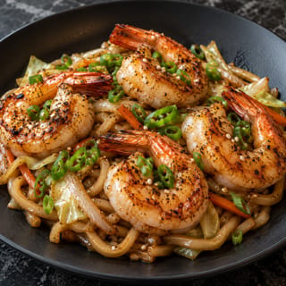 Jumbo Shrimps Stir Fry Udon