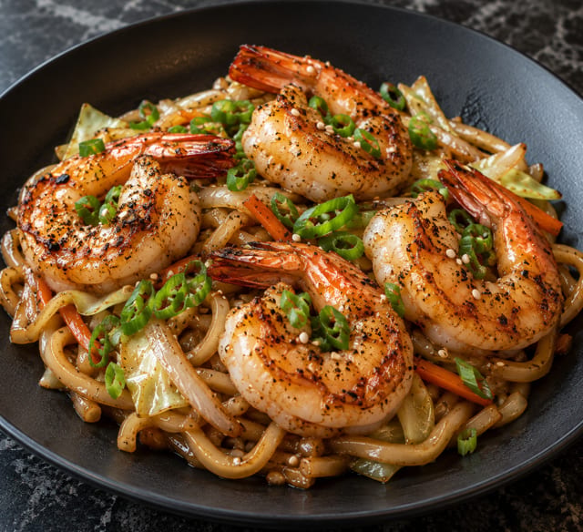 Jumbo Shrimp Stir Fry Udon.