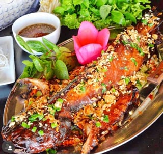 Whole Crispy Roasted Catfish (Ca Nuong Da Don)