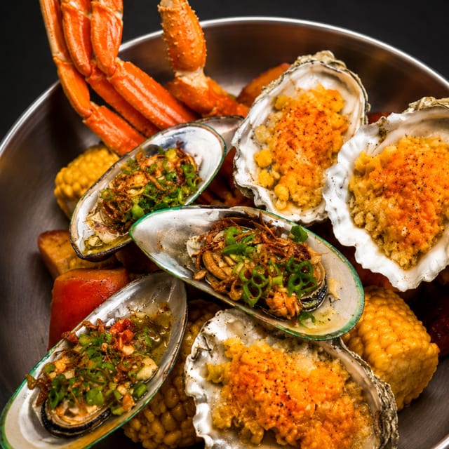 Flaming Seafood Platter.