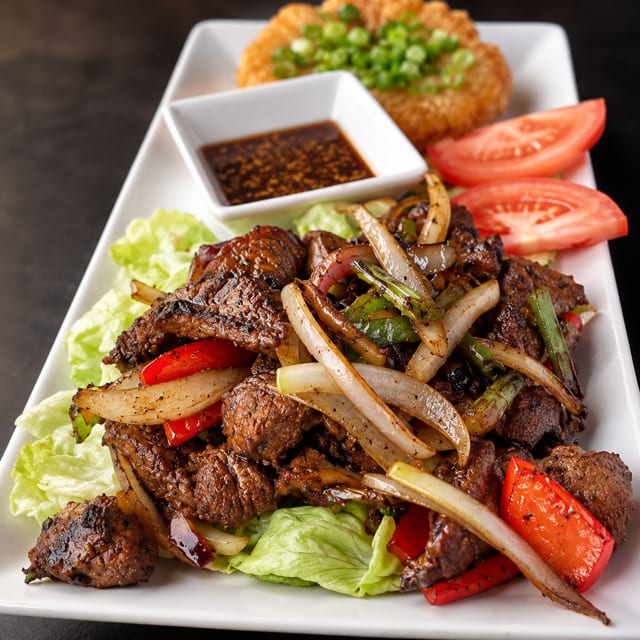 Black Pepper Angus Beef Tenderloin With Sticky Rice.